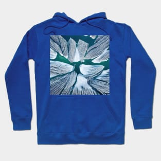 Aerial top view of frozen lake among snow winter landscape Hoodie